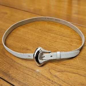 Silver Buckle White Women's Belt